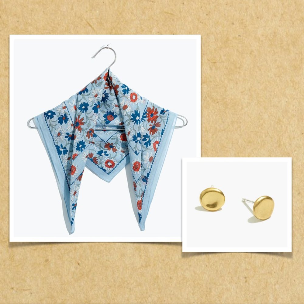 Madewell Bandana and Earrings Bundle NWT